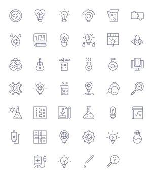 solución profesional conjunto con 40 Delgado línea cuadrícula equipado 256x256 íconos vector