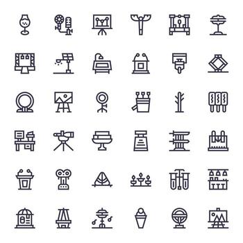 Stand Icon Set with 36 Bold Line 256x256 Pixel Aligned Graphics vector