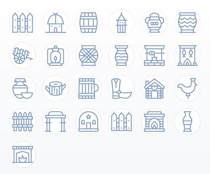 25 Regular Line Editable Icons tailored for Rustic 64x64 interface vector