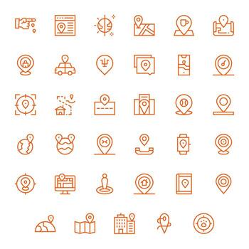 35 256x256 Icons for Pinpoint Location in Pixel Optimized Regular Line Format vector