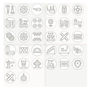 Ingenieria digital paquete conteniendo 32 píxel optimizado Delgado línea 256x256 íconos vector