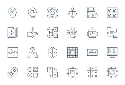 Logic Complete Package with 24 256x256 Thin Line Display Perfect Icons vector
