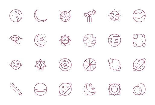 celestial exhaustivo haz con 24 cuadrícula equipado Delgado línea 64 x 64 íconos vector