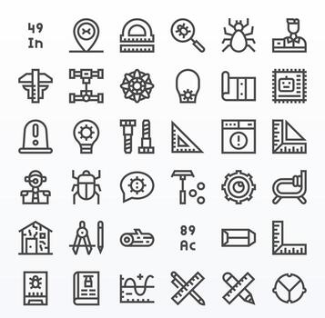 36 Pixel Optimized Bold Line Icons from Technical Collection vector