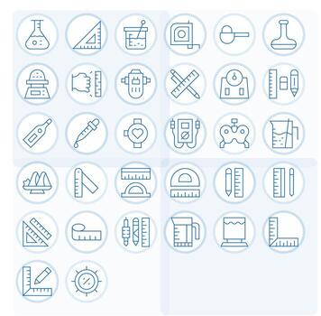 32 Thin Line Pixel Optimized 64x64 Icons from Measuring Suite vector