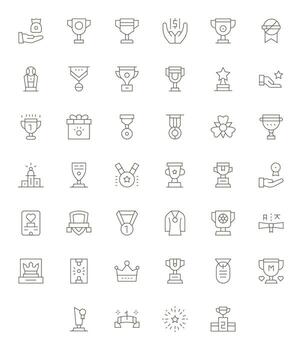 Prize Icon Toolkit featuring 40 Grid Fitted Retina Ready Thin Line elements vector