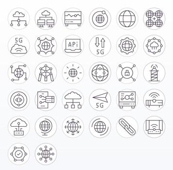 Thin Line Pixel Aligned Icons from Connectivity Set with 32 Retina Ready Icons vector