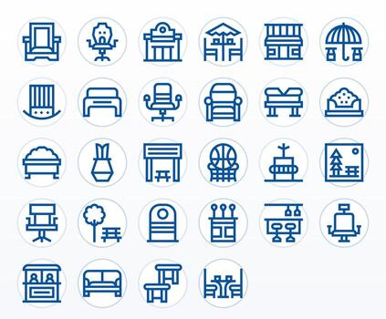Seating Icon Toolkit featuring 28 Editable 256x256 Bold Line elements vector