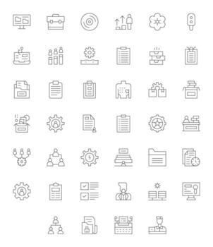 Management Icon Arsenal with 40 256x256 Thin Line Pixel Optimized designs vector