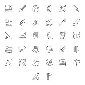 32 Display Perfect Thin Line Icons from Battle Collection vector