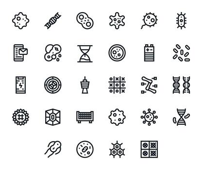 Cell Icon Toolkit featuring 28 Pixel Optimized 64x64 Bold Line elements vector