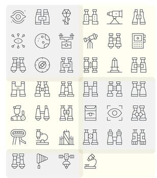 Observation Modern Collection with 40 Thin Line 256x256 Pixel Aligned Icons vector