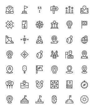 42 regular línea píxel optimizado 256x256 íconos desde posición suite vector