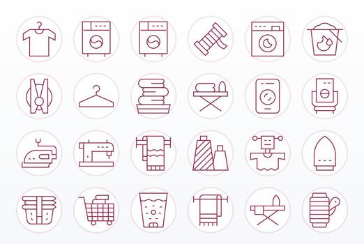 Clothes Icon Toolkit featuring 24 Detail Enhanced High Resolution Thin Line elements vector