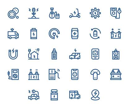 28 Pixel Optimized Icons themed around Charging in 128x128 Bold Line format vector
