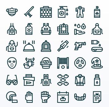 Bold Line Pixel Optimized Icons from Protective Set with 36 64x64 Icons vector