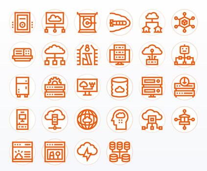 Data Center Icon Repository containing 28 Bold Line 256x256 Editable graphics vector