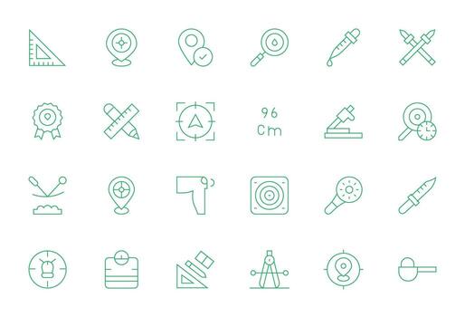 preciso 128x128 icono paquete con 24 Delgado línea píxel optimizado elementos vector