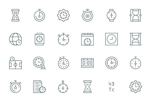 Timing featuring 24 256x256 Icons in Thin Line Design vector