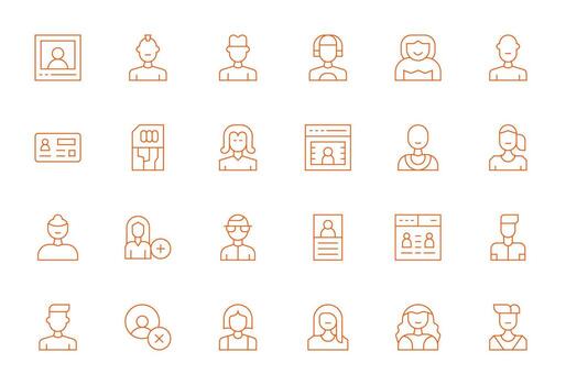 24 PIXEL Perfect Icons themed around Subscriber in 256x256 Thin Line format vector