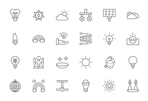 Bright Essential Set including 24 Grid Fitted Thin Line High Resolution Icons vector