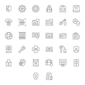 32 Display Perfect Thin Line Icons designed for Privacy Interface vector