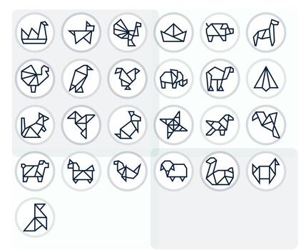 25 High Resolution Regular Line Icons optimized for Origami Pixel Aligned display vector