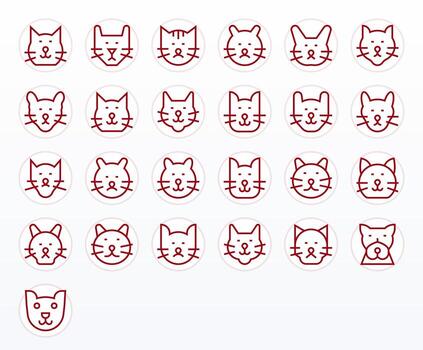 Cat Digital Pack containing 25 Editable Regular Line High Resolution Icons vector