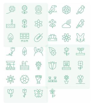 primavera moderno colección con 40 Delgado línea alto resolución píxel alineado íconos vector