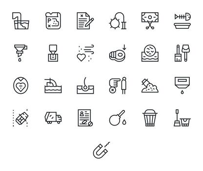 Removal Pixel Optimized Set with 25 Retina Ready Regular Line Icons vector