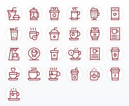 25 Display Perfect Regular Line Icons designed for Hot Drink Interface vector