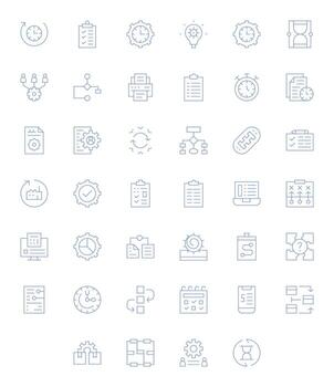 flujo de trabajo digital paquete conteniendo 40 editable Delgado línea 128x128 íconos vector