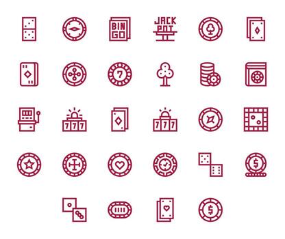 Gambling Scalable Set featuring 28 Detail Enhanced Bold Line High Resolution Icons vector