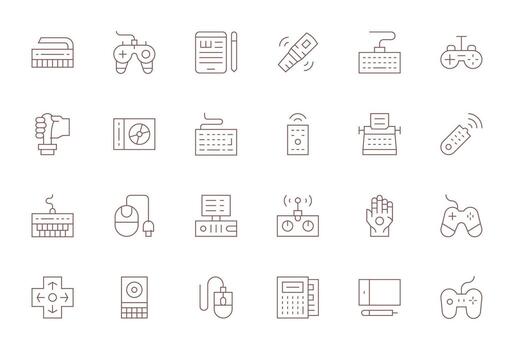 24 Delgado línea íconos para entrada dispositivo en crujiente 64 x 64 píxel Perfecto resolución vector