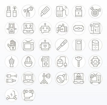Gadget 256x256 Icon Pack with 32 Thin Line Display Perfect Elements vector