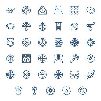 35 Icons for Circular featuring 128x128 Display Perfect Regular Line Graphics vector