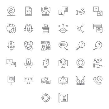32 Thin Line Grid Fitted Icons tailored for Help 64x64 interface vector
