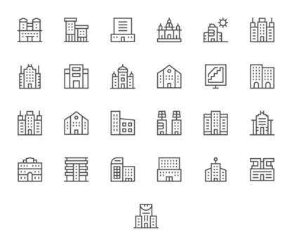 Regular Line Display Perfect Icons from Office Building Set with 25 256x256 Icons vector