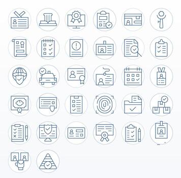 32 Thin Line Pixel Optimized Icons tailored for Verification 64x64 interface vector