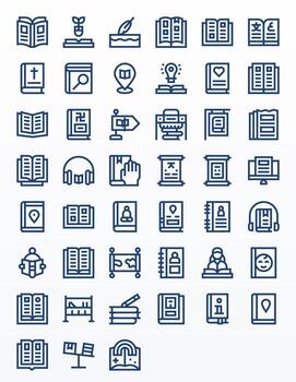 libro icono conjunto con 45 negrita línea alto resolución píxel optimizado gráficos vector