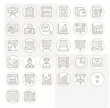 32 detalle mejorado alto resolución íconos para gráfico en elegante Delgado línea diseño vector