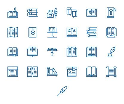 25 Pixel Optimized Retina Ready Icons for Literature in elegant Regular Line design vector