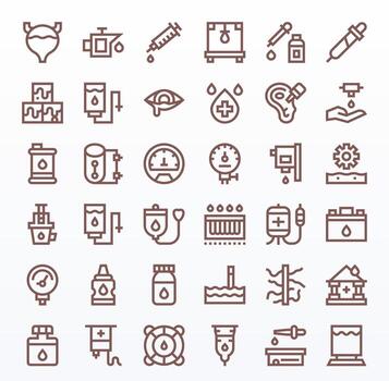Fluid Visual Pack containing 36 Bold Line Pixel Optimized Icons vector