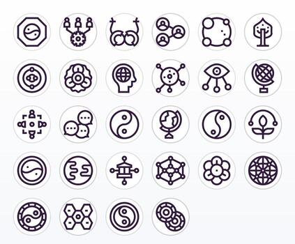 Interconnectedness Design Icons featuring 28 Pixel Aligned Bold Line Style vector