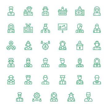 Regular Line Display Perfect Icons from Staff Set with 35 128x128 Icons vector