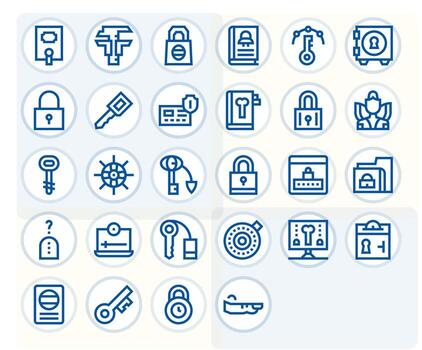 28 High Resolution Bold Line Icons optimized for Password Editable display vector