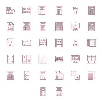 números monitor Perfecto conjunto con 32 64 x 64 Delgado línea íconos vector
