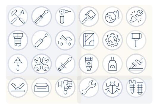 Repairing Icon Set with 24 Thin Line 256x256 PIXEL Perfect Graphics vector