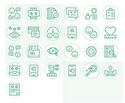 25 128x128 píxel optimizado íconos para revisión en regular línea tema vector