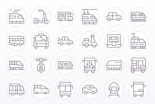 24 64x64 Thin Line Icons optimized for Commute Display Perfect display vector